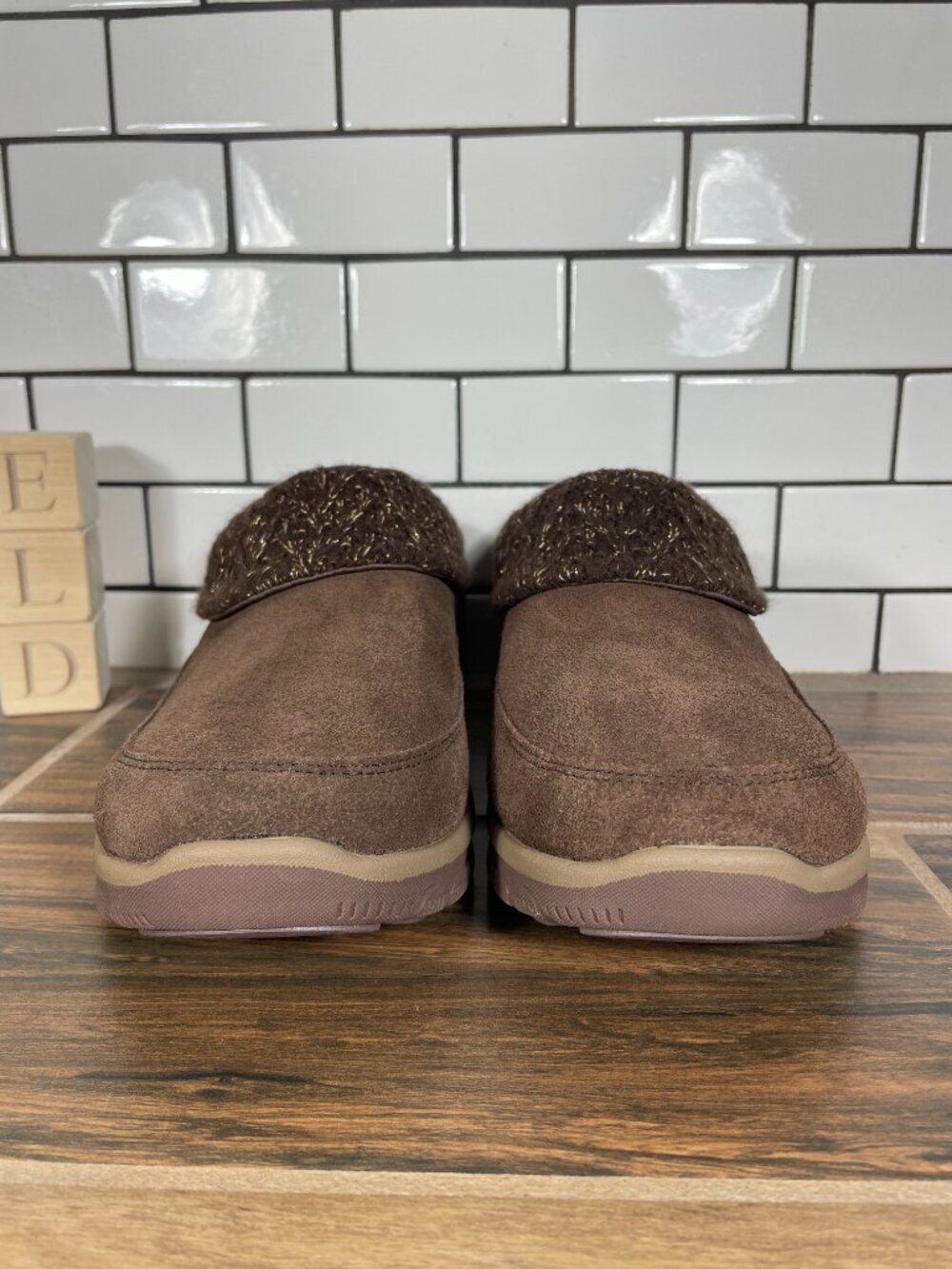 Skechers Easy Going Full Bloom Shoes Womens 10 Chocolate Suede Relaxed Fit Clogs - Picture 2 of 12